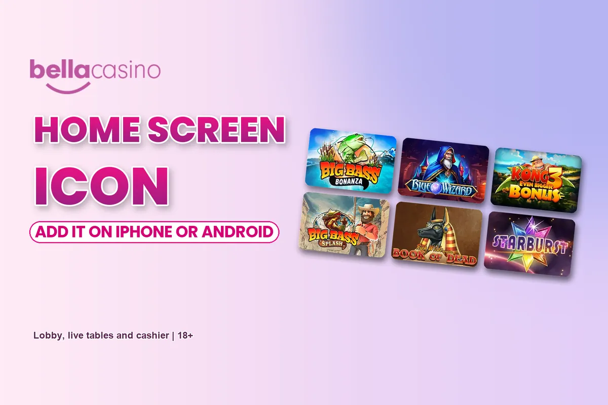 Bella Casino home screen shortcut on iPhone and Android